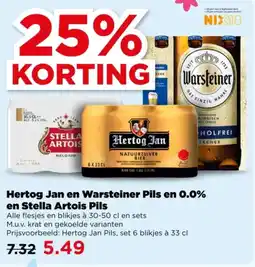 PLUS Hertog Jan en Warsteiner Pils en 0,0% en Stella Artois Pils aanbieding