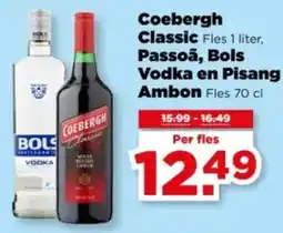PLUS Coebergh Classic Fles, Passoã, Bols Vodka en Pisang Ambon aanbieding