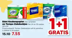 PLUS Edet Keukenpapier en Tempo Zakdoekjes aanbieding