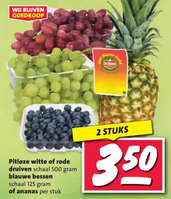 Nettorama Pitloze Witte of Rode Druiven, Blauwe Bessen of Ananas aanbieding