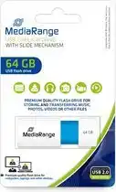 Bol.com MediaRange | USB stick | 64 GB | USB 2.0 | Slider | Wit - Licht Blauw aanbieding