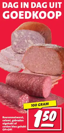 Nettorama Boerenmetworst, salami, gebraden uigehakt of cordon bleu gehakt aanbieding