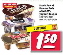 Nettorama Danio duo of Danone Twix of M&M's yoghurt toetjes aanbieding