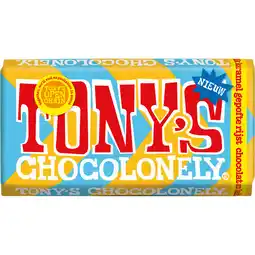Jumbo Tony's Chocolonely Melk Karamel Gepofte Rijst 180 g aanbieding