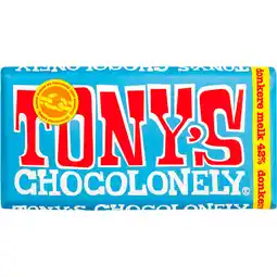 Jumbo Tony's Chocolonely Donkere Melk Chocolade Reep 42% 180 g aanbieding