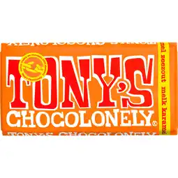 Jumbo Tony's Chocolonely Zeezout Melk Karamel Chocolade Reep 180 g aanbieding