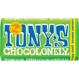 Jumbo Tony's Chocolonely Amandel Zeezout Puur Chocolade reep 51% 180 g aanbieding