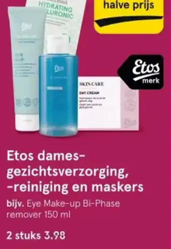 Etos Etos dames- gezichtsverzorging, -reiniging en maskers aanbieding