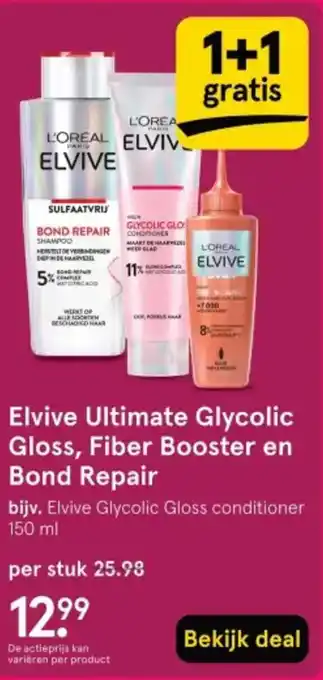 Etos Elvive Ultimate Glycolic Gloss, Fiber Booster en Bond Repair aanbieding