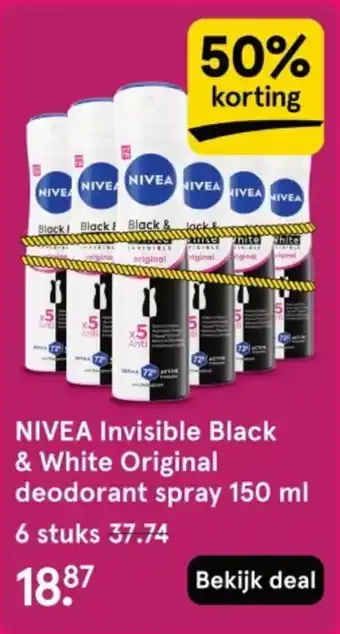 Etos Nivea invisible black & white original deodorant spray aanbieding