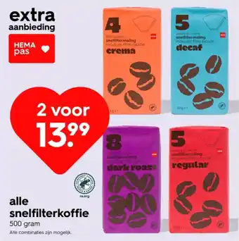 HEMA Alle Snelfilterkoffie aanbieding
