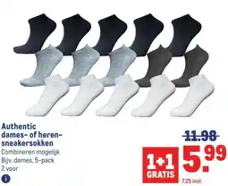 Makro Authentic dames of heren sneakersokken aanbieding