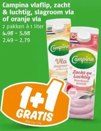 Poiesz Campina vlaflip, zacht & luchtig, slagroom vla of oranje vla aanbieding