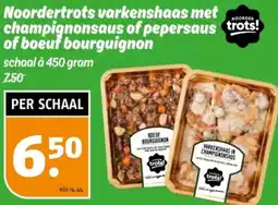 Poiesz Noordertrots varkenshaas met champignonsaus of pepersaus trots! of boeuf bourguignon aanbieding