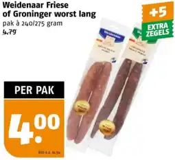 Poiesz Weidenaar Friese of Groninger worst lang aanbieding