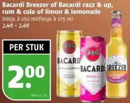 Poiesz Bacardi Breezer of Bacardi razz & up, rum & cola of limon & lemonade aanbieding
