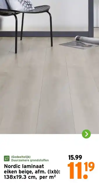 GAMMA Nordic laminaat eiken beige aanbieding