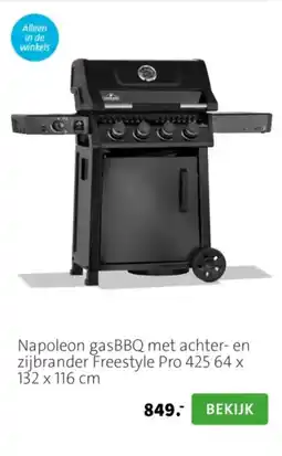 Intratuin Napoleon gasBBQ met achter- en zijbrander Freestyle Pro 425 aanbieding