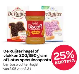 Spar De Ruijter hagel of vlokken of Lotus speculoospasta aanbieding