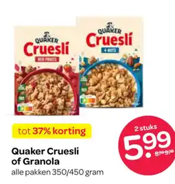 Spar Quaker Cruesli of Granola aanbieding