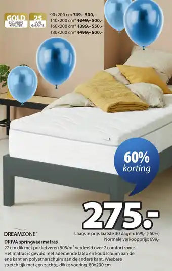 Jysk Dreamzone Driva Springveermatras aanbieding