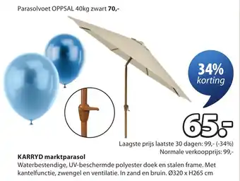 Jysk Karryd Marktparasol aanbieding