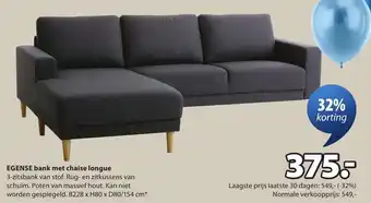 Jysk Egense Bank met Chaise Longue aanbieding