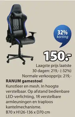 Jysk Ranum Gamestoel aanbieding