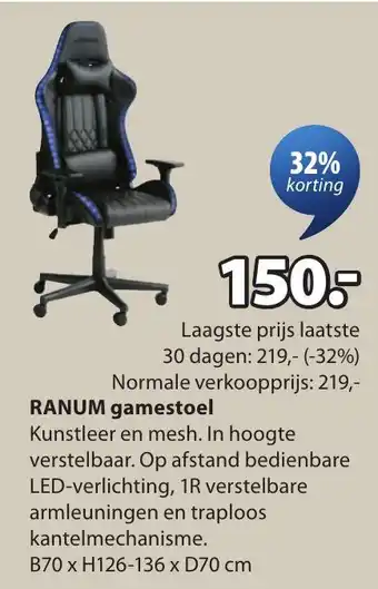 Jysk Ranum Gamestoel aanbieding
