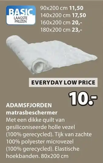 Jysk Adamsfjorden matrasbeschermer aanbieding