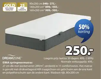 Jysk Dreamzone Eima Springveermatras aanbieding