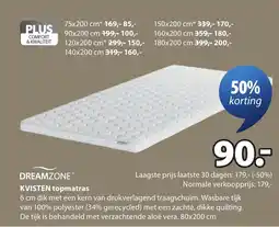 Jysk Dreamzone Kvisten Topmatras aanbieding