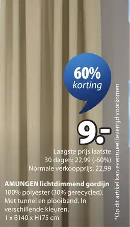 Jysk Amungen Lichtdimmend Gordijn *Op dit artikel kan eventueel levertijd voorkomen aanbieding