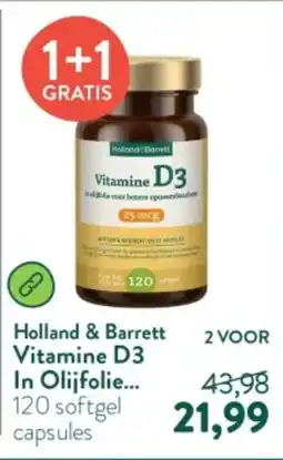 Holland & Barrett Holland & Barrett Vitamine D3 In Olijfolie aanbieding