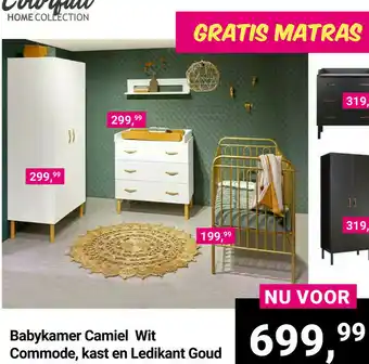 Van Asten BabySuperstore Babykamer Camiel Wit Commode, kast en Ledikant Goud aanbieding