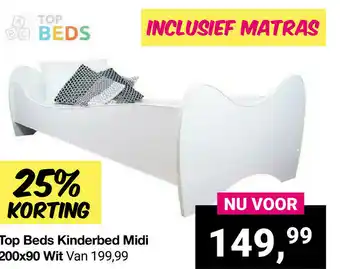 Van Asten BabySuperstore Top Beds Kinderbed Midi 200x90 Wit aanbieding