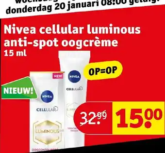 Kruidvat Nivea cellular luminous anti-spot oogcreme 15ml aanbieding