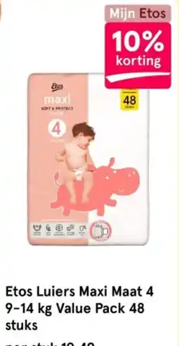 Etos Etos Luiers Maxi Maat 4 aanbieding