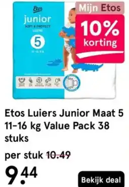 Etos Etos Luiers Junior Maat 5 aanbieding
