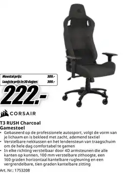 MediaMarkt Corsair t3 rush charcoal gamestoel aanbieding