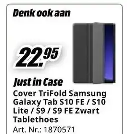MediaMarkt Just in Case Cover TriFold Samsung Galaxy Tab S10 FE/S10 Lite/S9/S9 FE Zwart Tablethoes aanbieding