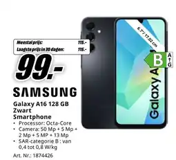 MediaMarkt SAMSUNG Galaxy A16 128 GB Zwart Smartphone aanbieding