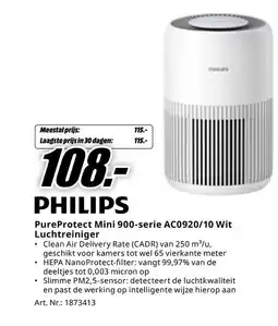 MediaMarkt Philips PureProtect Mini 900-serie AC0920/10 Wit Luchtreiniger aanbieding