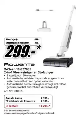 MediaMarkt Rowenta X-Clean 10 GZ7035 2-in-1 Vloerreiniger en Stofzuiger aanbieding