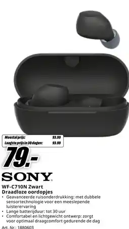 MediaMarkt Sony WF-C710N Zwart Draadloze oordopjes aanbieding