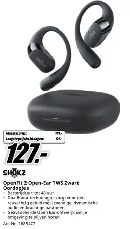 MediaMarkt Shokz OpenFit 2 Open-Ear TWS Zwart Oordopjes aanbieding