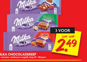 Dekamarkt Milka chocoladereep 85-100 gram aanbieding