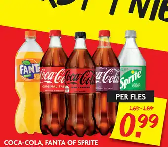 Dekamarkt Coca-cola, fanta of sprite 1 liter aanbieding