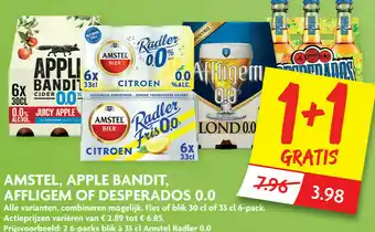 Dekamarkt Amstel, apple bandit, affligem of desperados 0.0 aanbieding