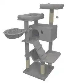 Pets Place Adori Krabpaal Lizzy - Krabmeubel - 49x49x135 cm Lichtgrijs Wit aanbieding